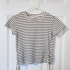 White and Black Striped Tee Shirt
